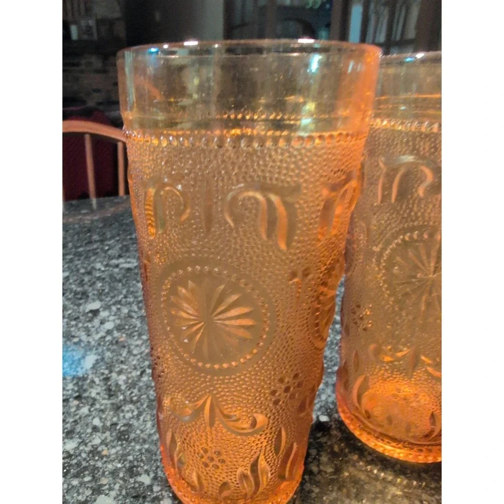 Set Of 6 Vintage American Concord Amber by Brockway Glass Co.  Tumblers
